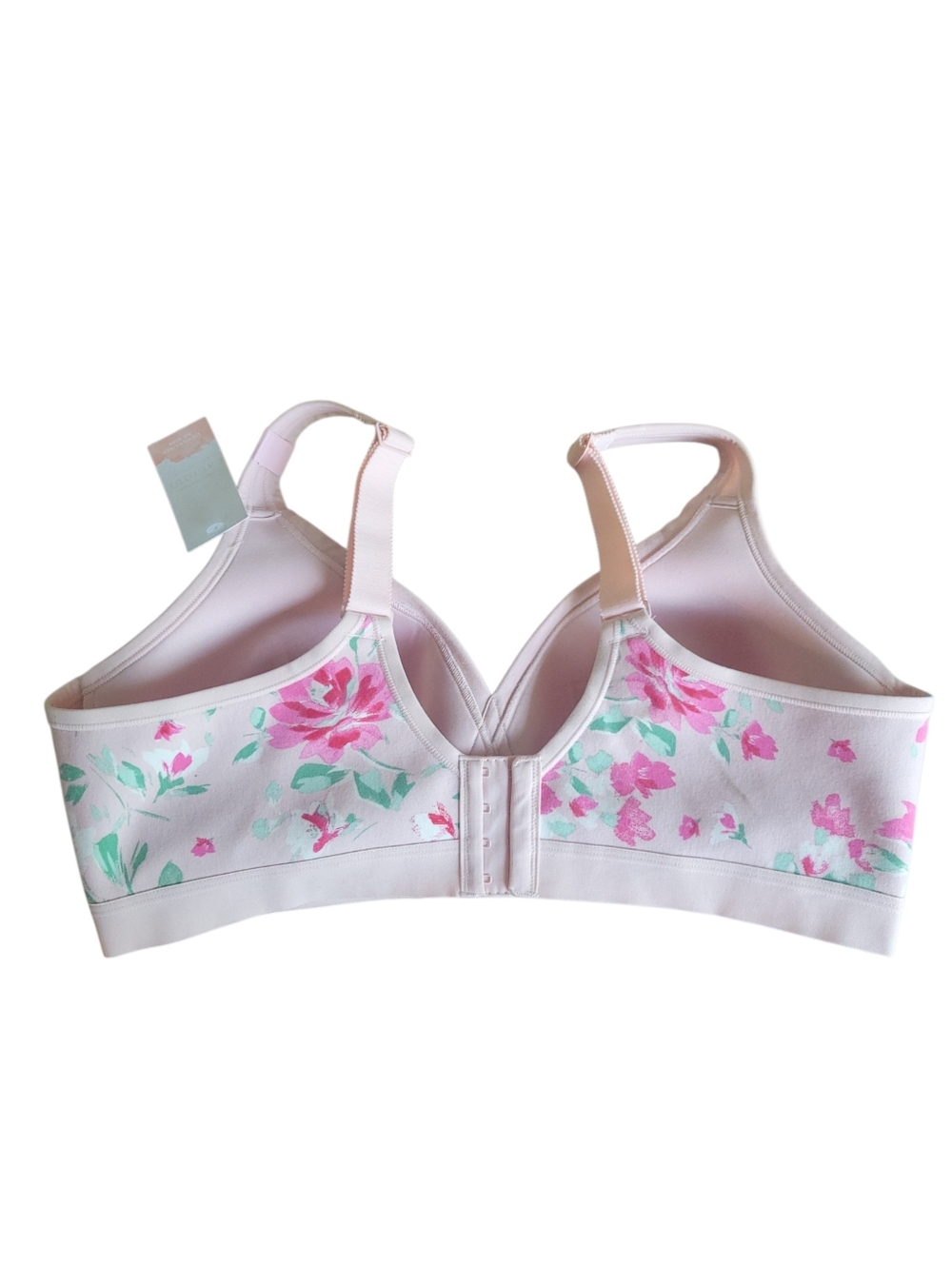 Cacique Cotton Collection Bra 40D NWT Wireless Lightly Lined Floral Pink Soft - Picture 5 of 9